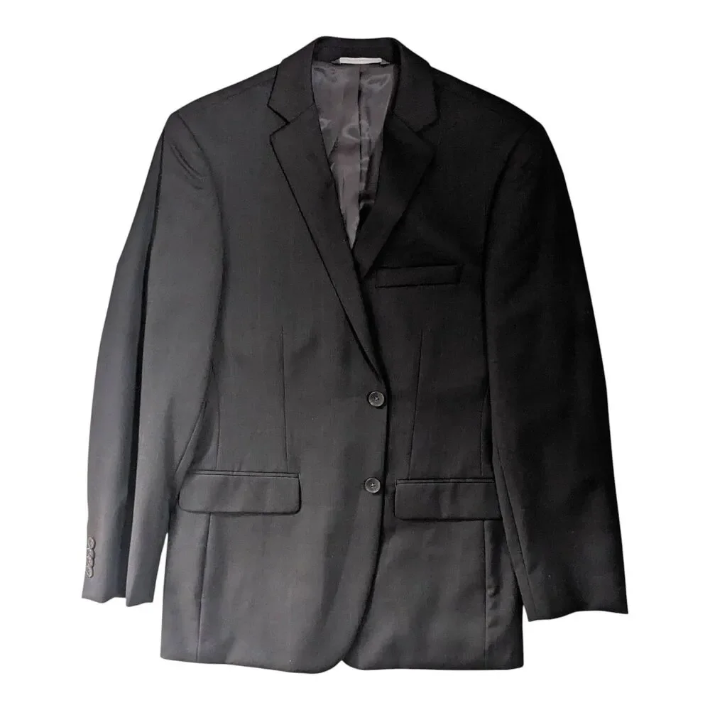 Perry Ellis Portfolio Men's 40R Blazer Sports Coat Dark Brown Plaid 100% Wool